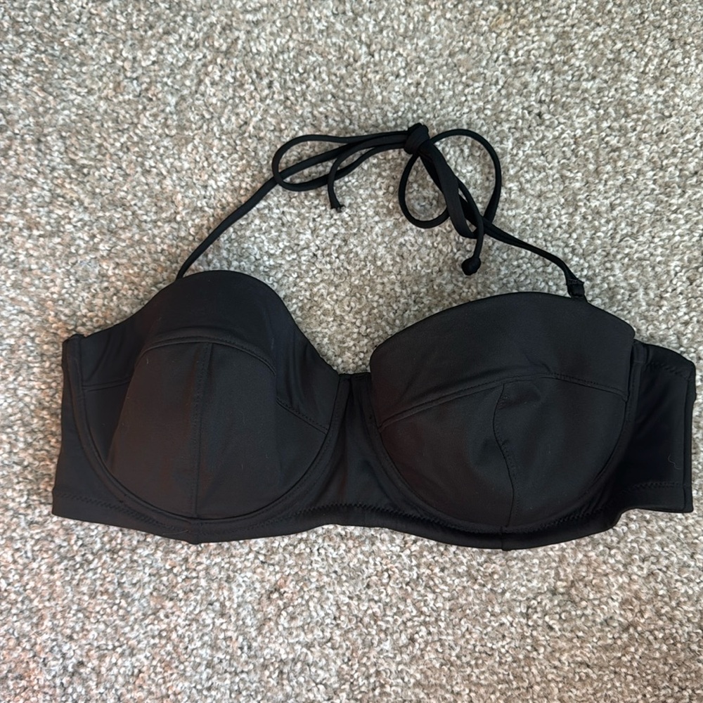 J. Crew Black Bikini with Molded Cups and Adjustable Straps